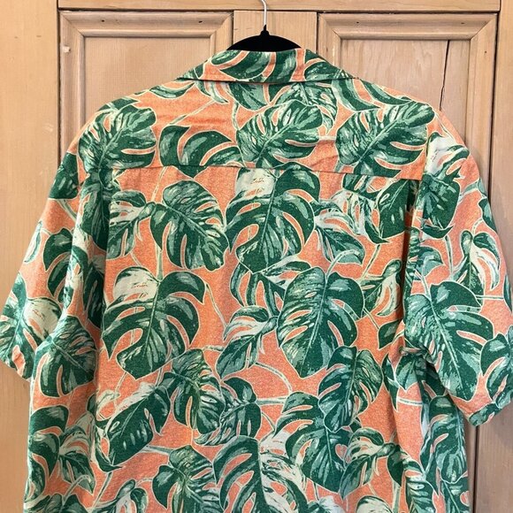 Hilo Hattie Men Monstera Aloha Hawaiian Floral Shirt Size XL Orange Green SP EXC - Picture 9 of 10